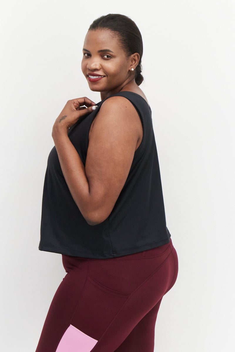 Adidas Women Plus Size Plain Training Top, Black - Image 2